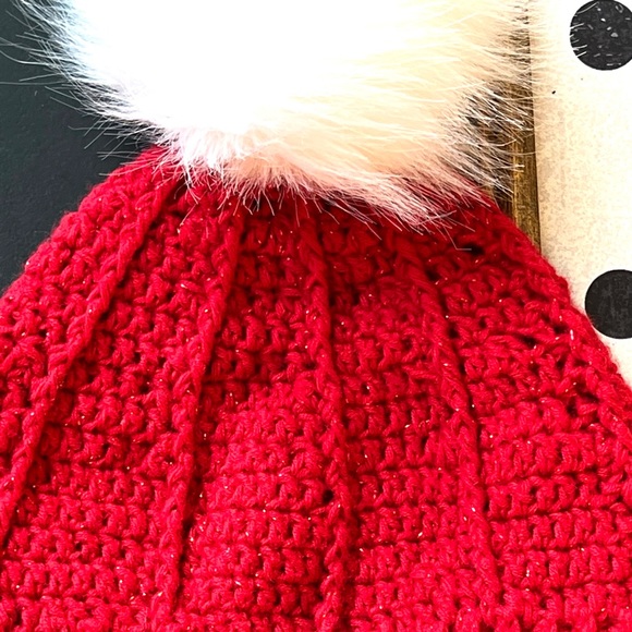 Hand-Crocheted Red Winter Beanie Hat & Waffle-Stitch Scarf Set - Picture 8 of 13
